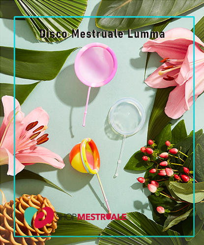 tre dischi mestruali brand Lumma  Unique circonati di fiori